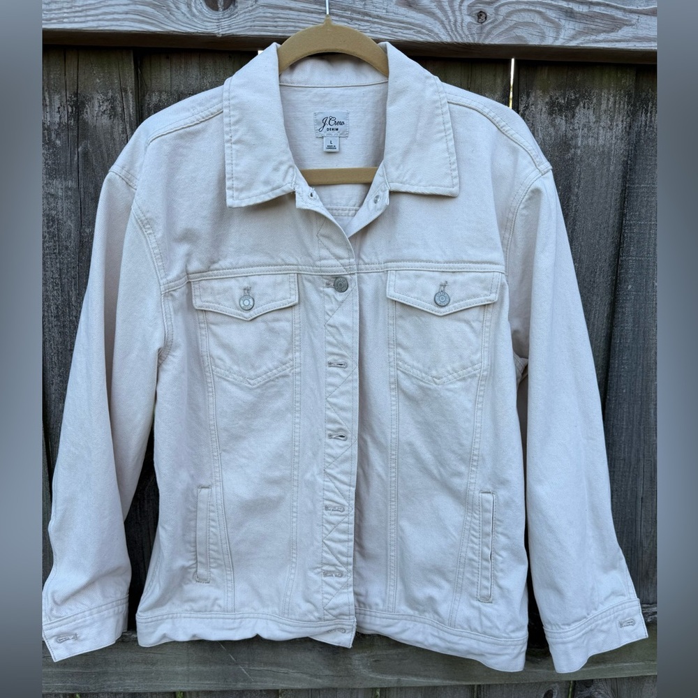 J Crew Oversized Relaxed denim jacket in Natural BG114 size Large